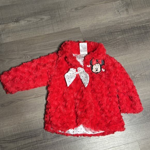 Disney Minnie Red Furry Buttoned Furry Jacket Size 18 Months - Picture 7 of 7